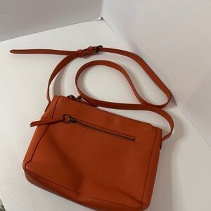 Universal Thread Orange Pebbled Leather-Look Crossbody  purse with Zippers